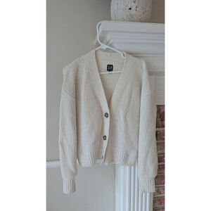 GAP Ribbed Cream Button-Up Cardigan Sweater Women’s Small